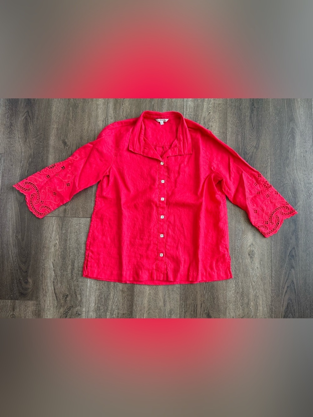 John Mark Coral Pink Linen Top Size Medium